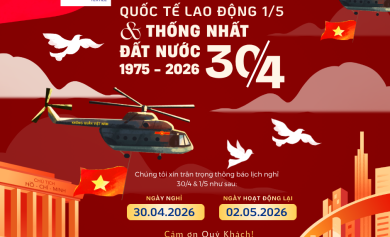 Thông báo nghỉ Lễ Giỗ Tổ Hùng Vương, 30/4 và 1/5